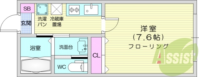 1K、独立洗面台、ネット使用料無料、エアコン