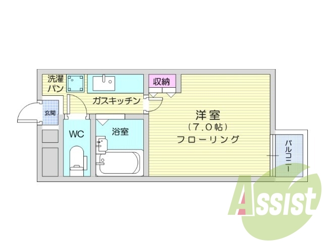 １K、角部屋、エアコン、オートロック付き