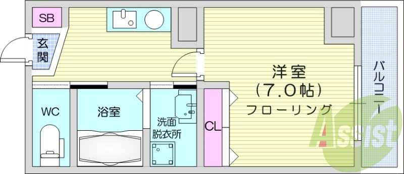 1K、防犯カメラ、モニター付きインターホン、オートロック