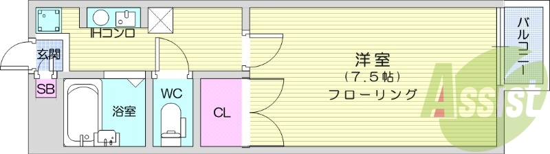 1Ｋ、エアコン、室内洗濯機置場、BT別、クローゼット