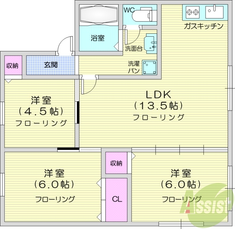 3LDK、ペット相談、独立洗面台、追い焚き機能