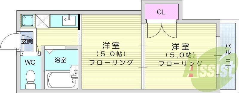 2Ｋ、エアコン、バストイレ別、温水洗浄便座、ＴＶインターホン