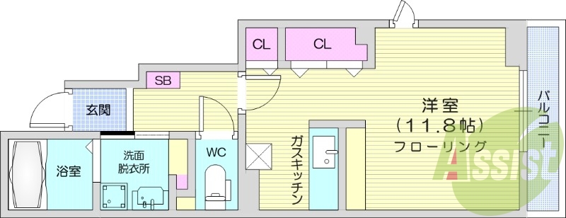 1R、デジタルキー、照明、室内物干し、追い焚き給湯