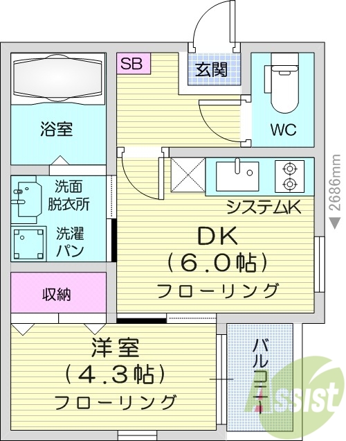 1DK、浴室乾燥、追い焚き、ネット無料、オートロック