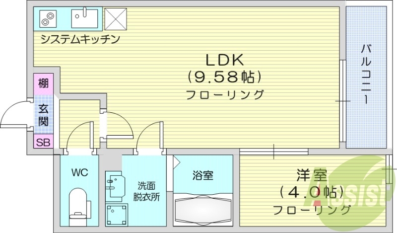 １LDK、新築、浴室乾燥、角部屋、IHクッキングヒーター