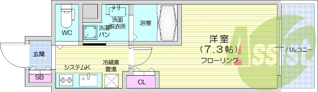 1K・オートロック、防犯カメラ、宅配BOX、エアコン
