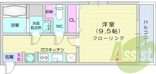 1Ｋ，システムキッチン、シャンプードレッサー、エアコン