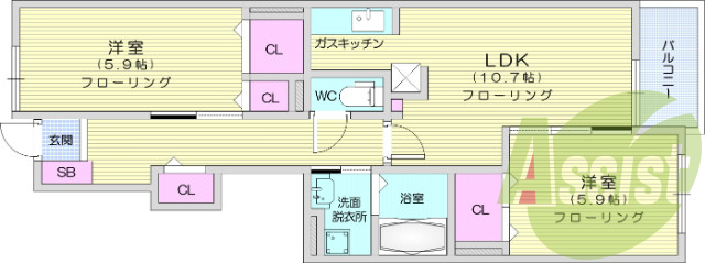 2LDK、浴室乾燥機、追い焚き機能、エアコン２台