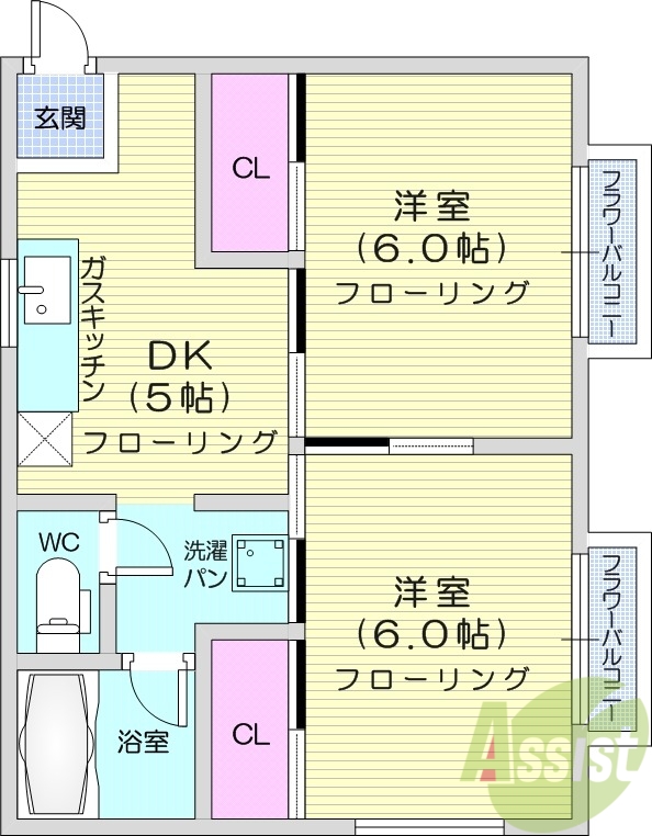 ２DK、BT別、収納、エアコン、ガスキッチン