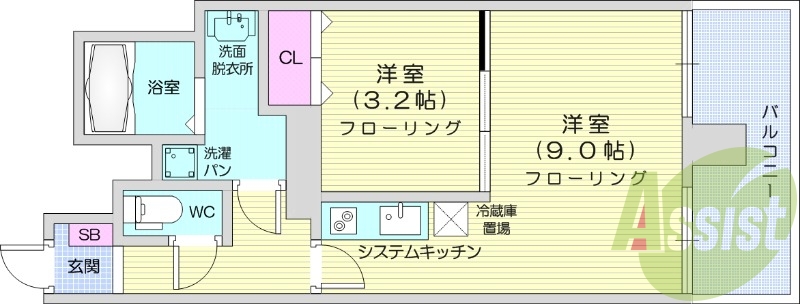1LDK、オートロック、防犯カメラ、宅配ボックス
