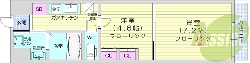 お写真は406号室のものです。参考にしてくださいませ。