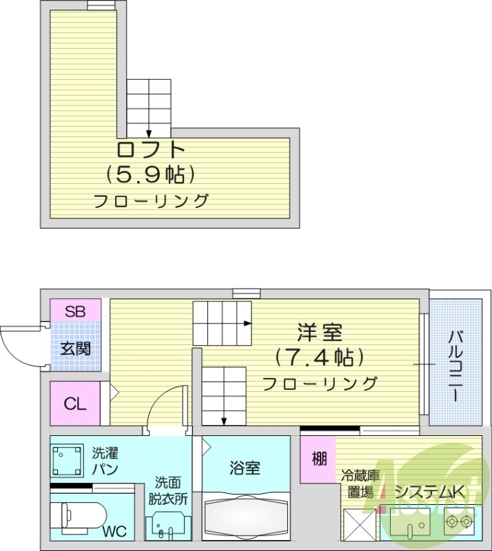 1K、ロフト付き！浴室乾燥機、クローゼット