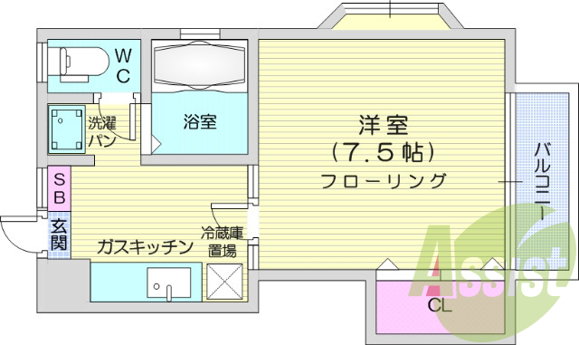１K、南向き、角部屋、ペット飼育可、脱衣所、2ロック