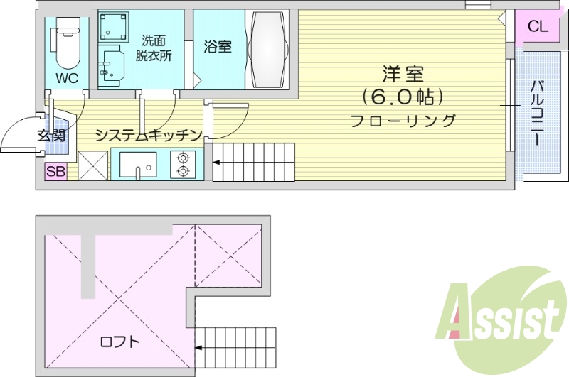 1K、バストイレ別、浴室乾燥、防犯カメラ。