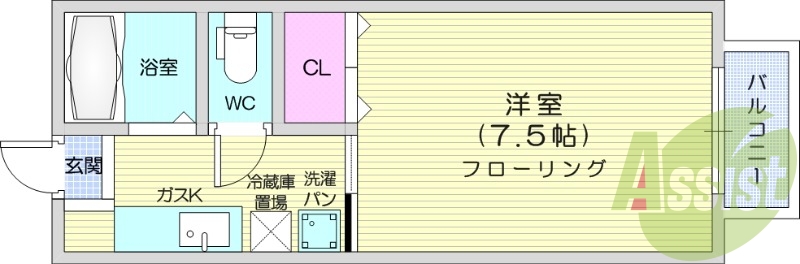 1K、温水洗浄便座、インターネット使用料無料、エアコン