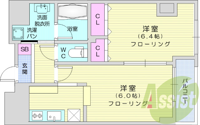 1LDK、浴室乾燥機、追焚機能、独立洗面台、バルコニー