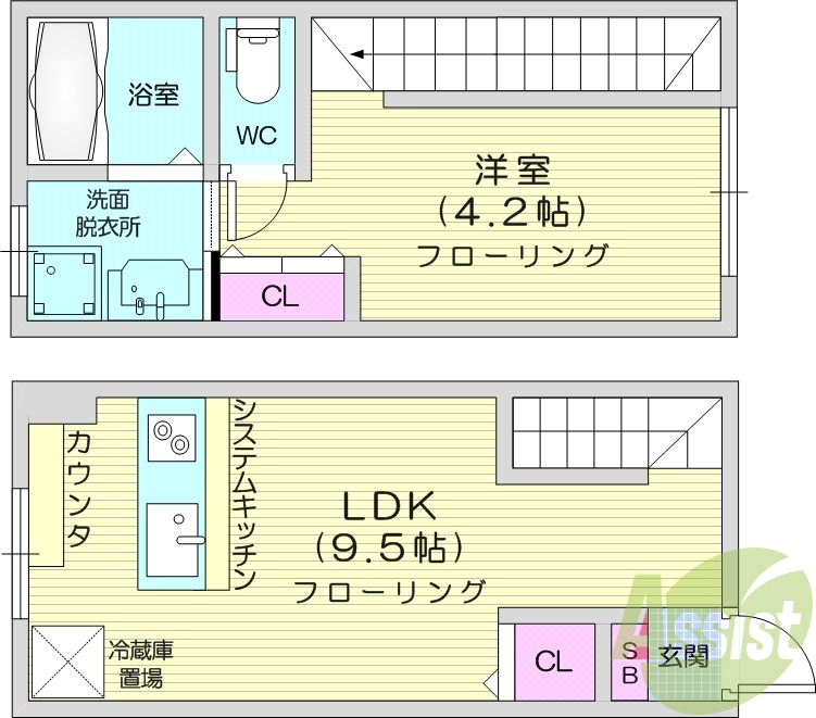 1LDK、エアコン、室内洗濯機置場、トイレ浴室別、収納