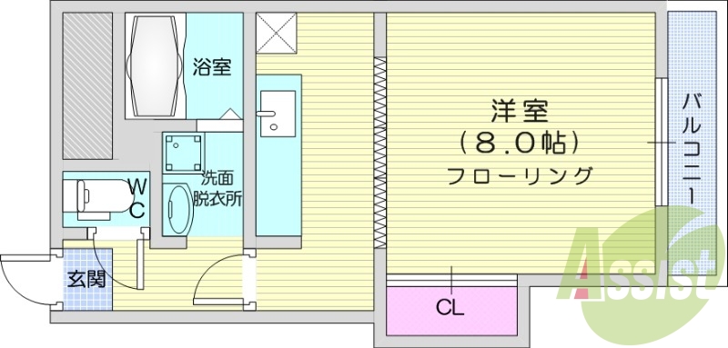 1K、エアコン、室内洗濯機置場、トイレ浴室別、収納