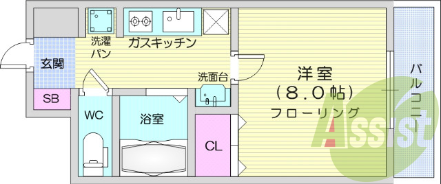 1Ｋ，システムキッチン、シャンプードレッサー、エアコン