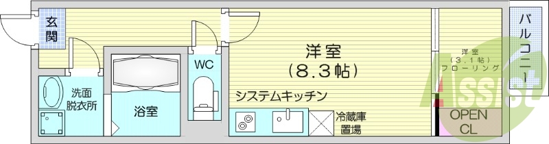 1LDK、浴室乾燥機、追い焚き、バス・トイレ別、ネット無料