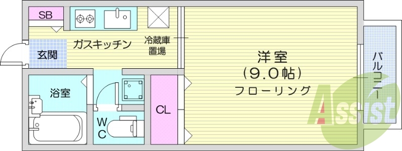 1K、エアコン、シューズボックス、温水洗浄便座