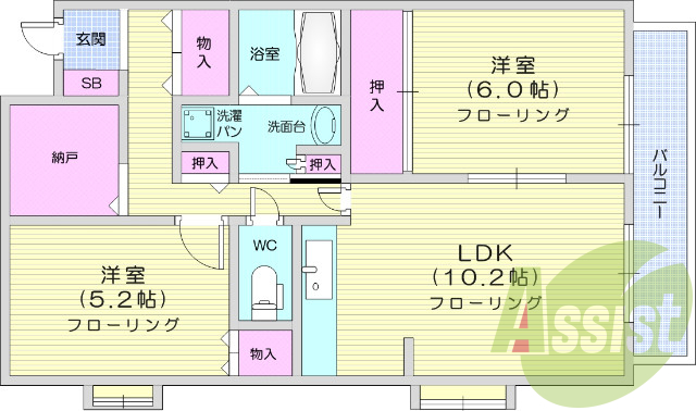 1LDK、BSアンテナ、駐輪場、室内洗濯機置場