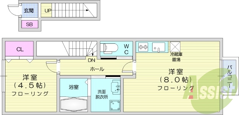 １LDK、温水洗浄便座、浴室乾燥機、シャンプードレッサー