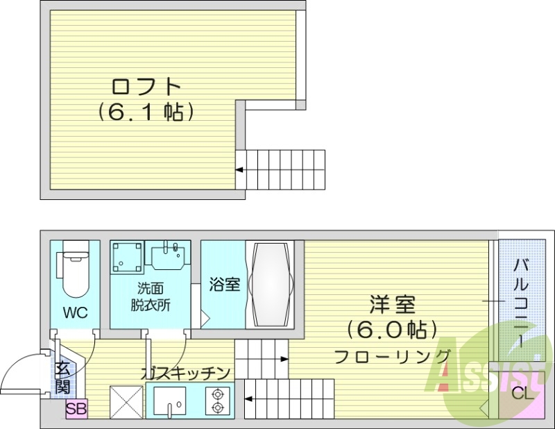 1K、エアコン、室内洗濯機置場、トイレ浴室別、収納
