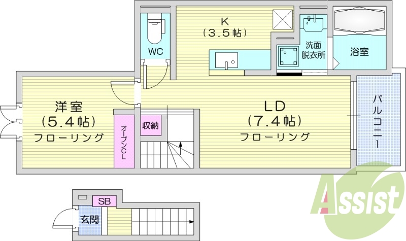 1LDK　浴室乾燥機　独立洗面台　追い焚き機能　BS