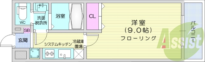 1K、オートロック、独立洗面台、浴室乾燥機付き、エアコン