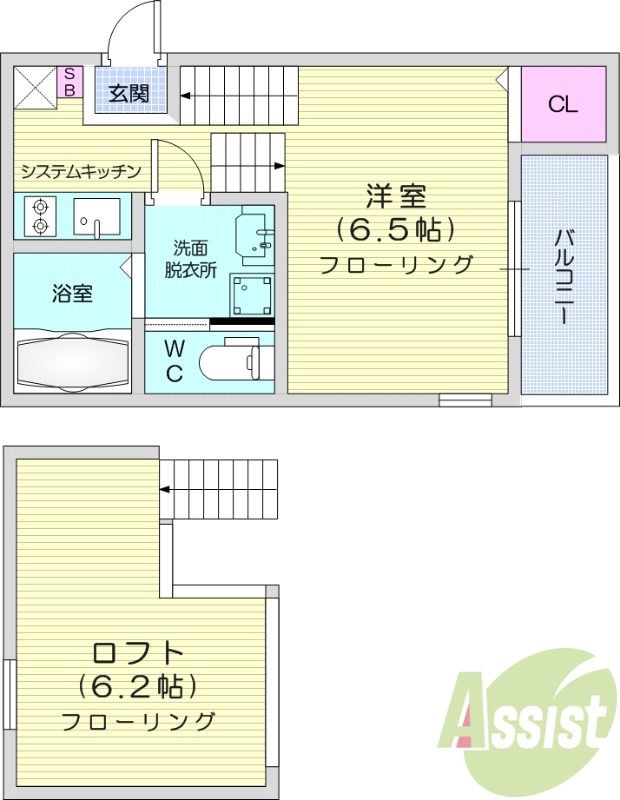 1K、独立洗面所、ネット無料、浴室乾燥機付き、南向き。