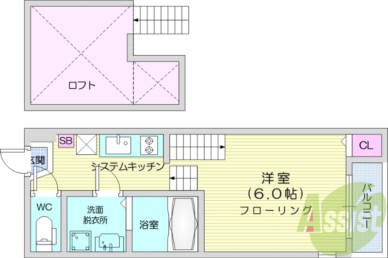 1K、浴室乾燥、エアコン、ネット無料、洗面所独立、コンロ2口