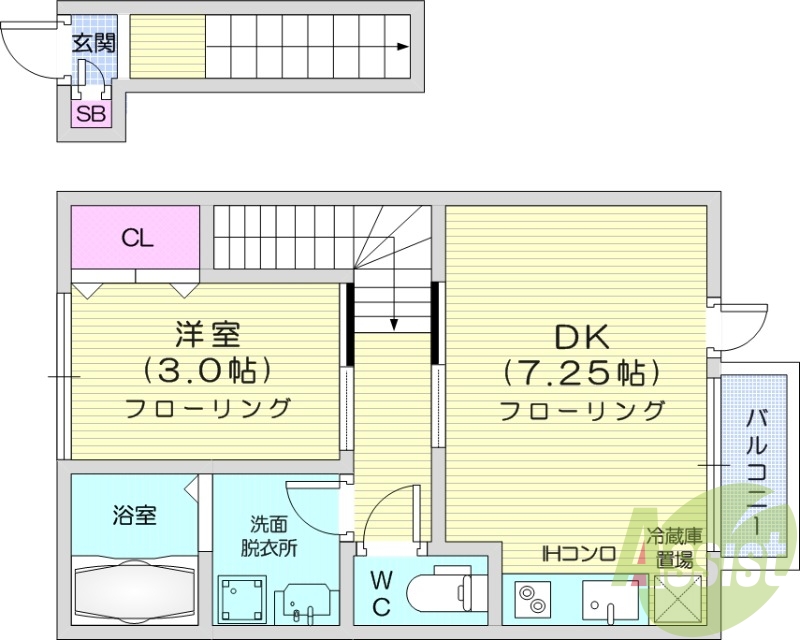 1DK　追い焚き機能　浴室乾燥機　独立洗面台　ネット無料