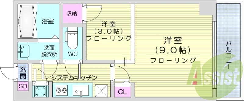 2K、追い焚き、ネット無料、オートロック、宅配BOX。