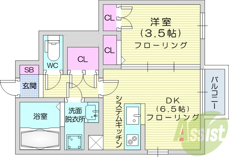 1DK、角部屋、浴室乾燥機、追い焚き給湯、IHコンロ