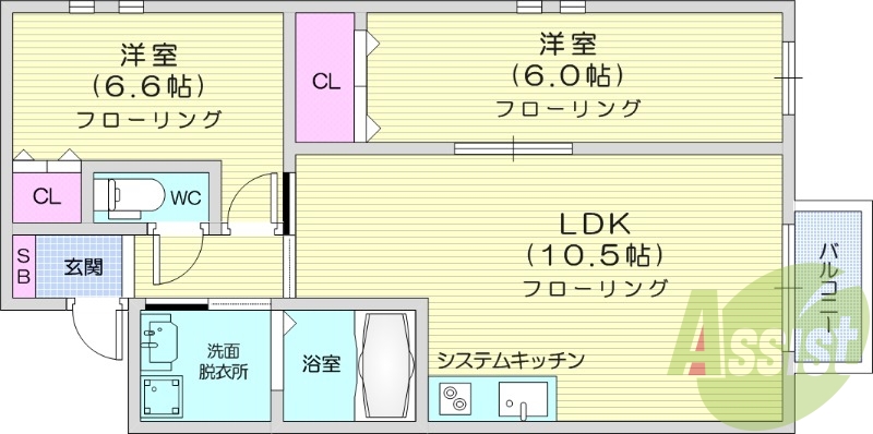 2LDK、IHコンロ、追い焚き、独立洗面台、ネット無料