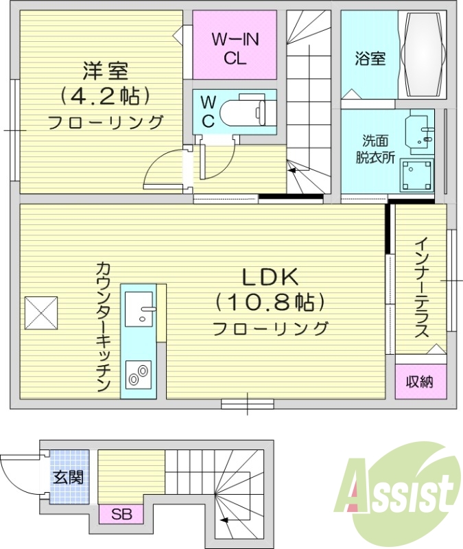 1LDK　追焚機能　浴室乾燥機　宅配ボックス　ネット無料