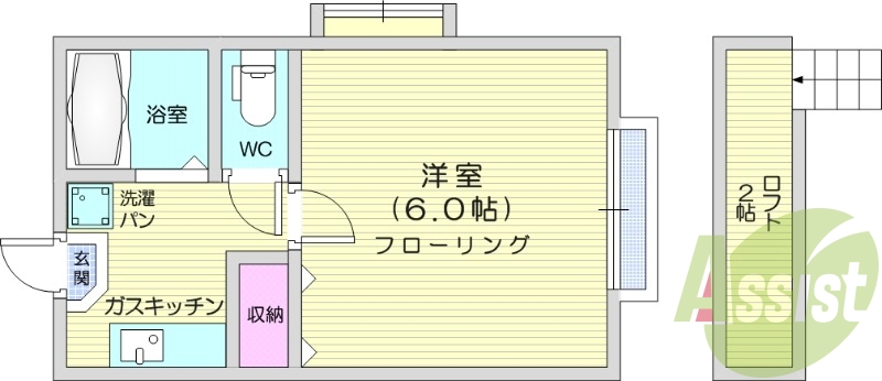 1K　追い焚き機能　給湯器　バストイレ別　エアコン