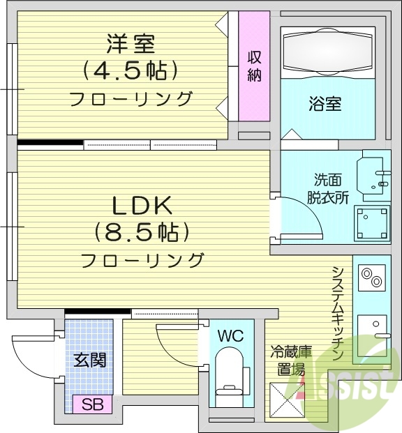 1LDK　宅配ボックス　浴室乾燥機　追焚機能　宅配ボックス