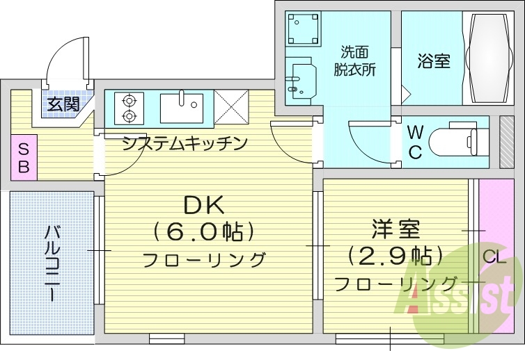 1DK、ネット無料、オートロック、宅配BOX、追い焚き