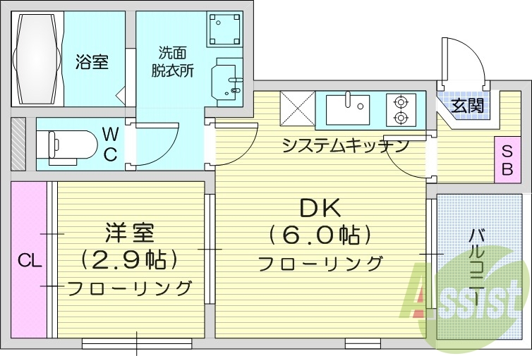 1DK、ネット無料、追い焚き、オートロック、宅配BOX