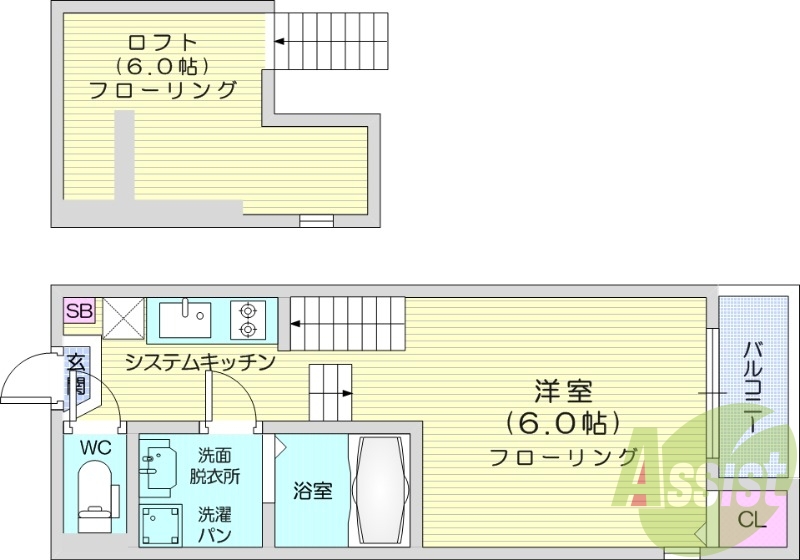 1K、バストイレ別、浴室乾燥、防犯カメラ。