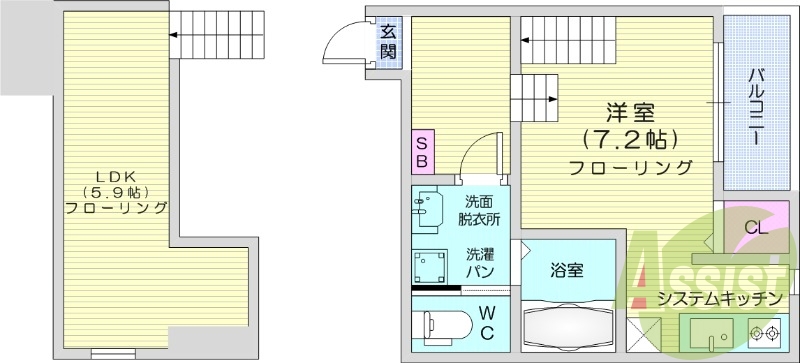 1K、ネット無料、独立洗面台、BS・CS、宅配BOX