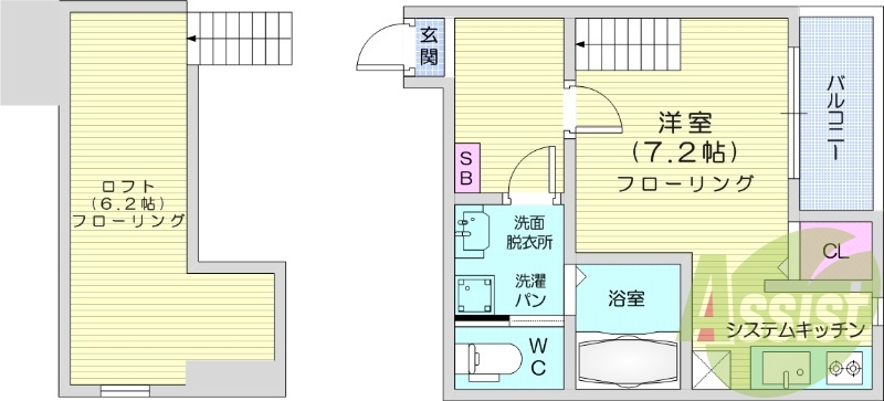 1K、ネット無料、独立洗面台、BS・CS、宅配BOX