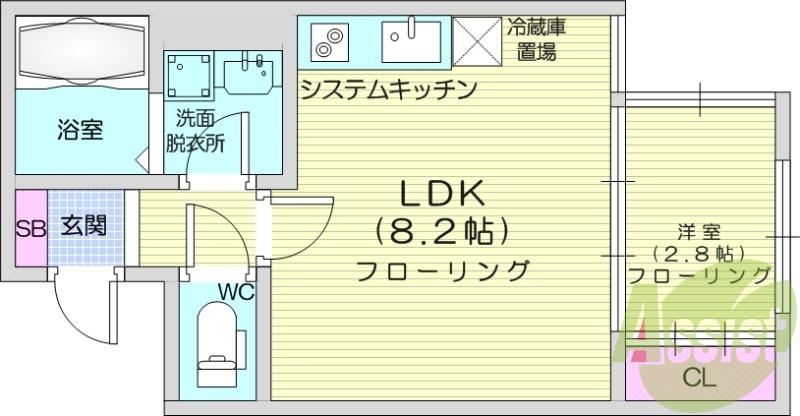 1LDK、オートロック、ペット可、ネット無料