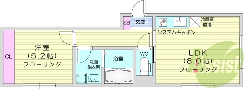 1LDK、オートロック、ペット可、ネット無料
