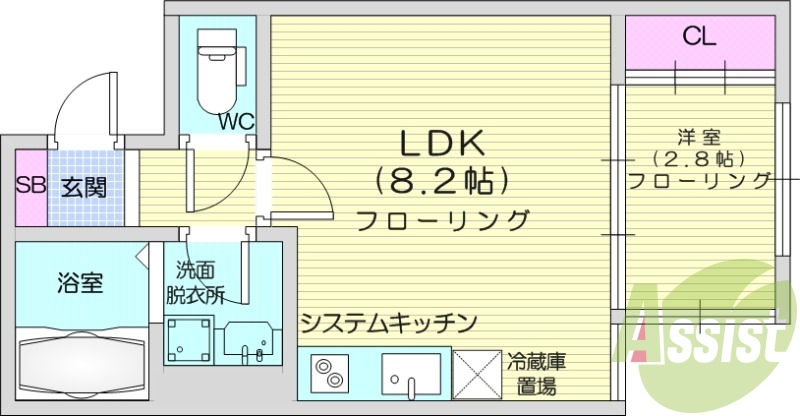 1LDK、オートロック、ペット可、ネット無料