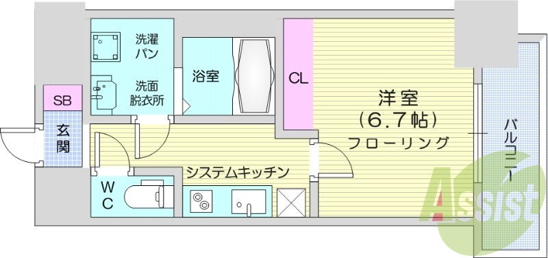 1K、オートロック、ネット無料、追い焚き、宅配BOX。