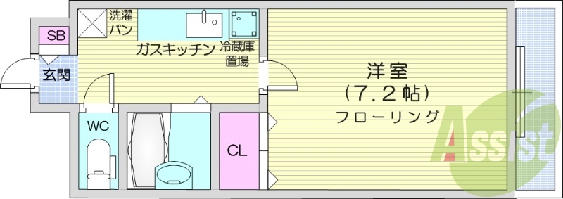 1K、フローリング、エレベーター、温水洗浄便座