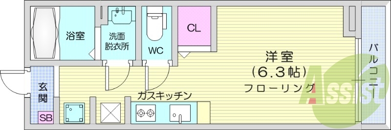 １R、ネット使用料無料、追い焚き、洗髪洗面化粧台、エアコン